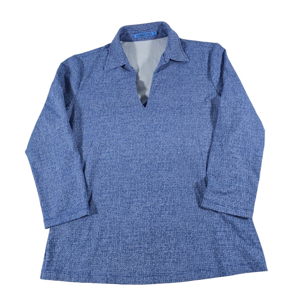 J.McLaughlin Blue White Catalina Cloth V-Neck Top Small 15419